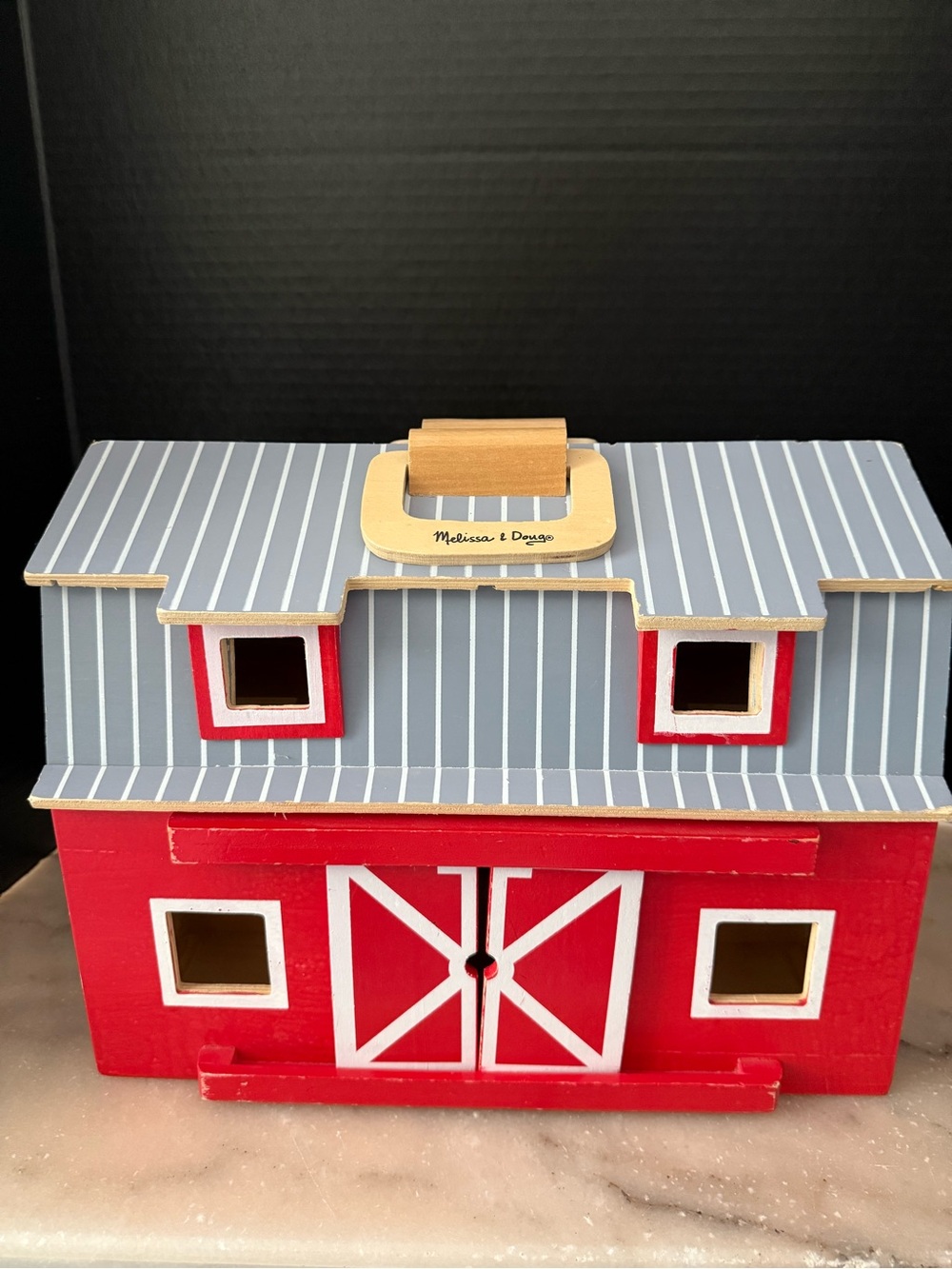 Melissa & Doug Play Barn Fold And Go Wood 2-story Red No Animals or Accessories